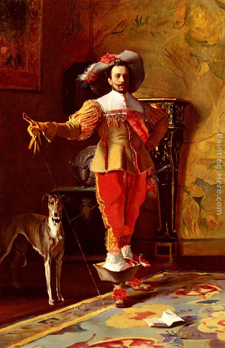 A Cabalier And His Hound painting - Johann Hamza A Cabalier And His Hound art painting
